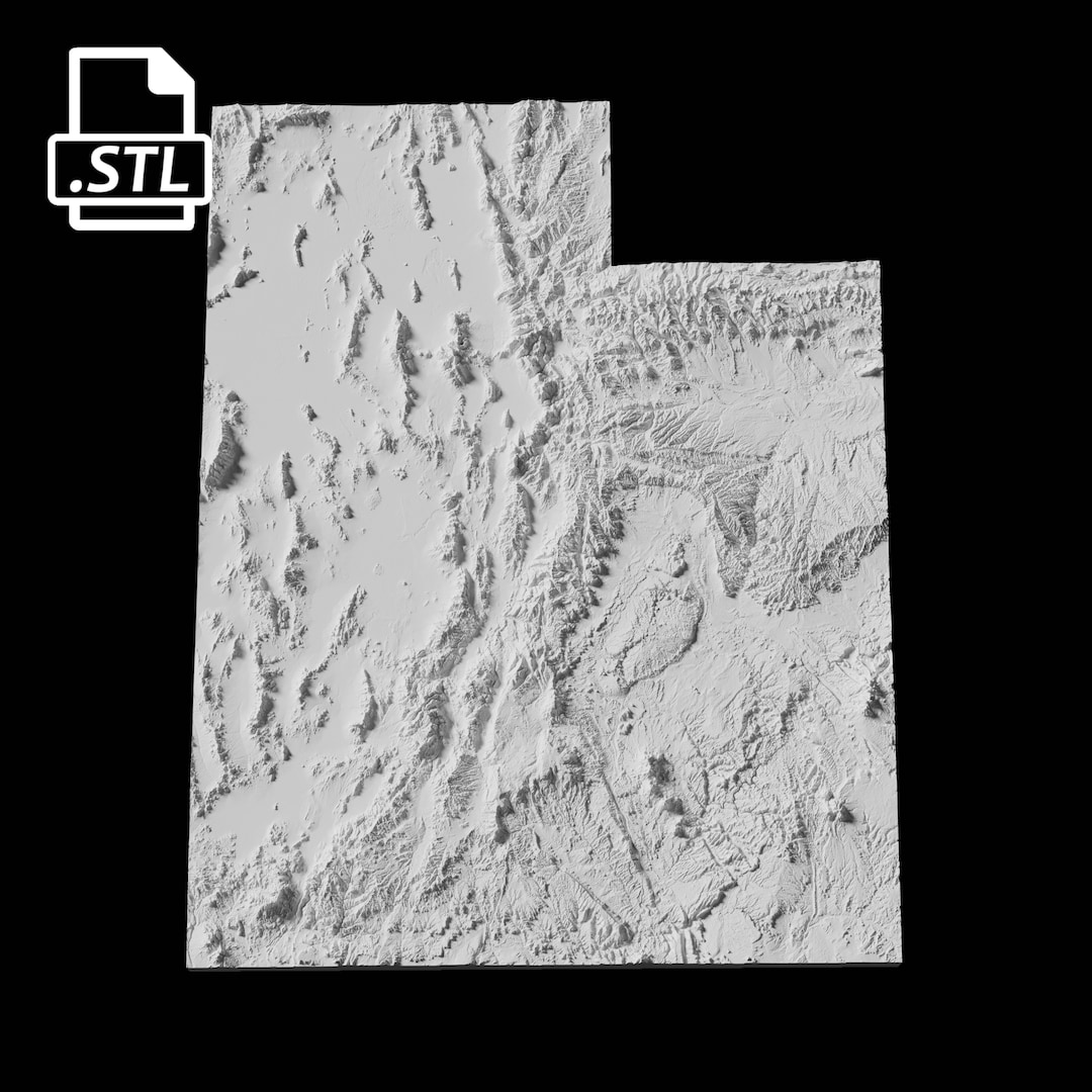 State of Utah Topographic Map 3D Model File Stl File for CNC Milling ...