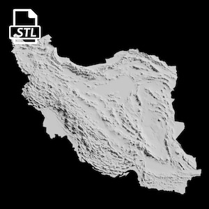 Fichier de modèle 3D de carte topographique d’Iran | Fichier STL pour fraisage CNC et impression 3D | Carte 3D STL de l'Iran