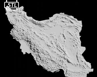 Iran Topographic Map 3D Model File | Stl File for CNC Milling and 3D Printing | 3D Map STL of Iran