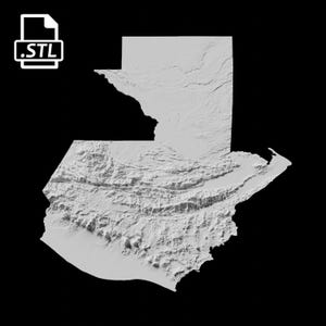 Fichier de modèle 3D de carte topographique du Guatemala | Fichier STL pour fraisage CNC et impression 3D | Carte 3D STL du Guatemala