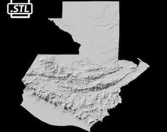 Guatemala Topographic Map 3D Model File | Stl File for CNC Milling and 3D Printing | 3D Map STL of Guatemala