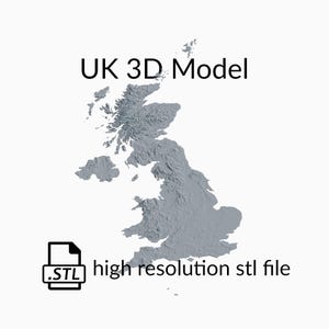 Verenigd Koninkrijk Topografische kaart 3D-modelbestand | STL-bestand voor CNC-frezen en 3D-printen | 3D-kaart Britse eilanden