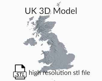 Vereinigtes Königreich Topografische Karte 3D Modell Datei | STL-Datei für CNC Fräsen und 3D Druck | 3D Landkarte Britische Inseln