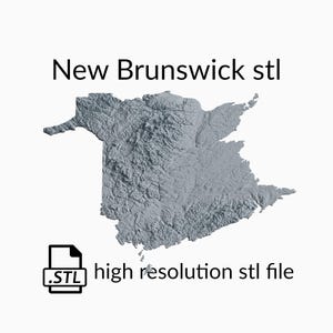 Fichier de modèle 3D de carte topographique du Nouveau-Brunswick | Fichier STL pour fraisage CNC et impression 3D | Carte 3D STL du Nouveau-Brunswick
