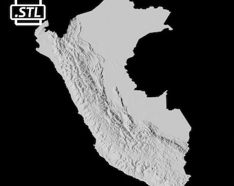 Peru Topographic Map 3D Model File | Stl File for CNC Milling and 3D Printing | 3D Map STL of Peru