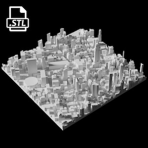 Arquivo de impressão 3D do centro de Manhattan City | Arquivo STL para impressão 3D | Mapa 3D do centro de Manhattan, Nova York