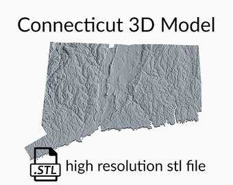 State of Connecticut Topographic Map 3D Model File | Stl File for CNC Milling and 3D Printing | 3D Map STL of Connecticut