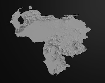 Mapa topográfico de Venezuela | Modelo 3D Stl para CNC e impresión 3D.