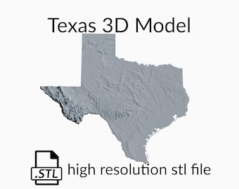 State of Texas Topographic Map 3D Model File | Stl File for CNC Milling and 3D Printing | 3D Map STL of Texas