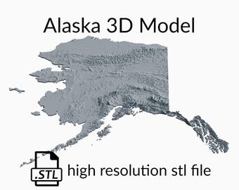 State of Alaska Topographic Map 3D Model File | Stl File for CNC Milling and 3D Printing | 3D Map STL of Alaska