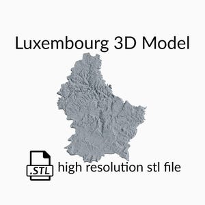 Luxemburg topografische kaart 3D-modelbestand | STL-bestand voor CNC-frezen en 3D-printen | 3D-kaart STL van Luxemburg