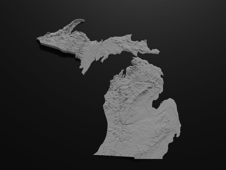 Michigan topographic map 3D Model Stl for CNC and 3D Etsy France