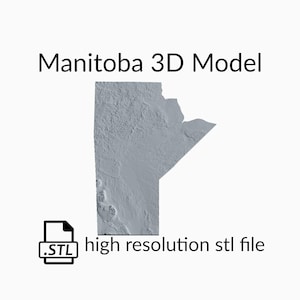 Fichier de modèle 3D de carte topographique du Manitoba | Fichier STL pour fraisage CNC et impression 3D | Carte 3D STL du Manitoba, Canada