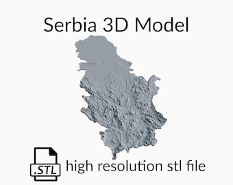 Serbia Topographic Map 3D Model File | Stl File for CNC Milling and 3D Printing | 3D Map STL of Serbia