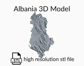 Albania Topographic Map 3D Model File | Stl File for CNC Milling and 3D Printing | 3D Map STL of Albania