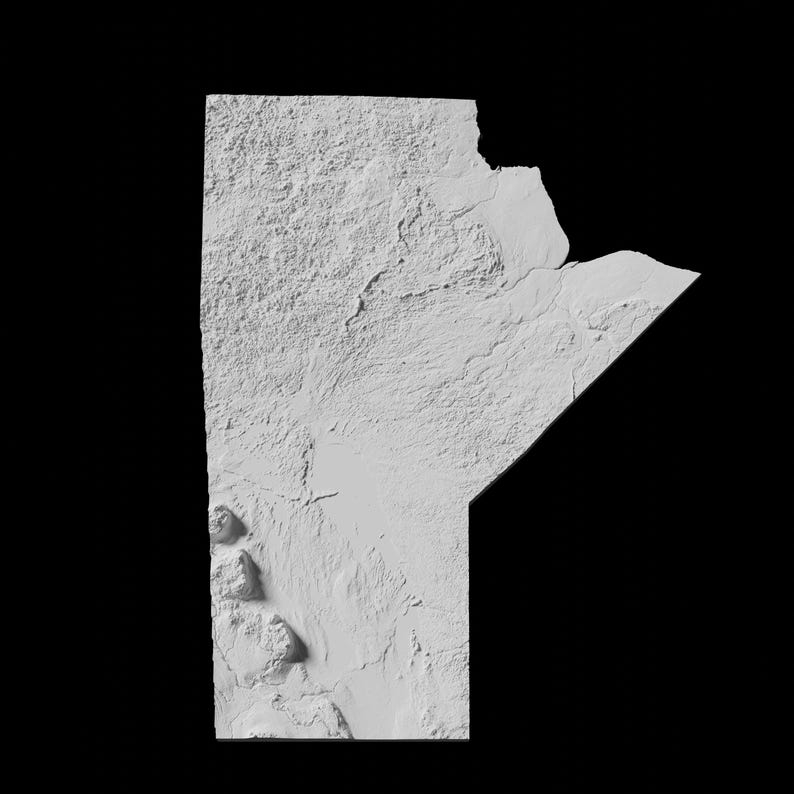 Manitoba Topographic Map 3D Model File | Stl File for CNC Milling and ...