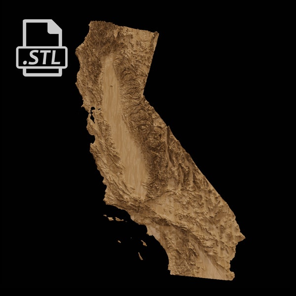 California State Topographic Map | 3D Model Stl for CNC Carving and 3D Printing