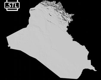 Archivo de modelo 3D del mapa topográfico de Irak | Archivo STL para fresado CNC e impresión 3D | Mapa 3D STL de Irak