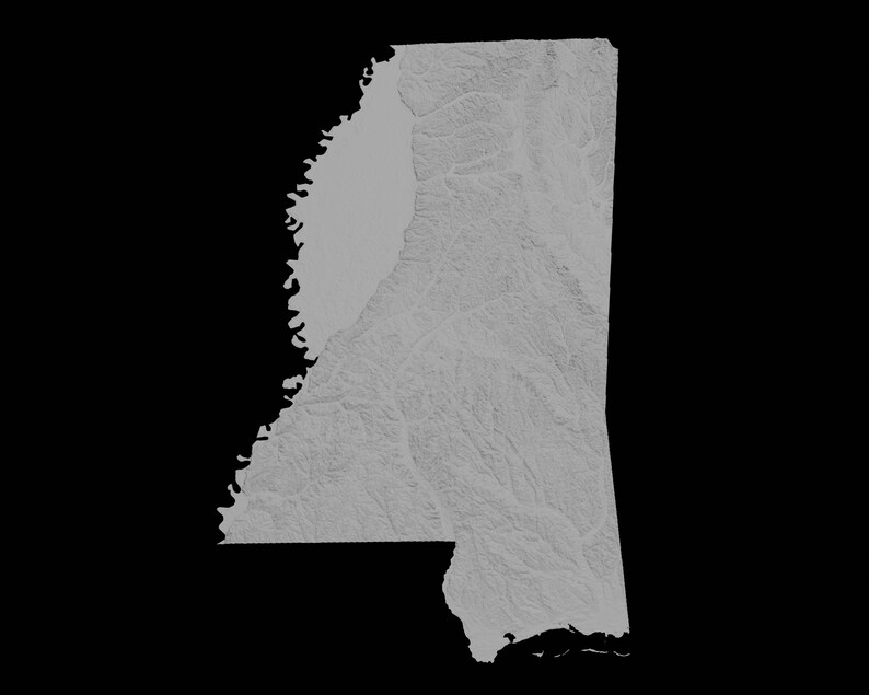 Mississippi State Topographic Map 3D Model Stl for CNC Etsy