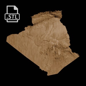 Carte topographique Algérie | Modèle 3D Stl pour CNC et impression 3D