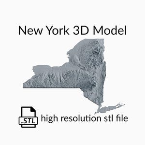 Fichier de modèle 3D de carte topographique de l’État de New York | Fichier STL pour fraisage CNC et impression 3D | Carte 3D STL de New York