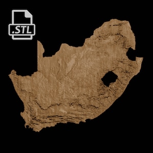 Carte topographique de l'Afrique du Sud | Modèle 3D Stl pour CNC et impression 3D