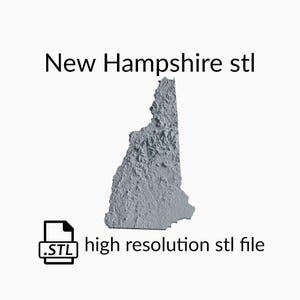 Staat New Hampshire topografische kaart 3D-modelbestand | STL-bestand voor CNC-frezen en 3D-printen | 3D-kaart STL van New Hampshire