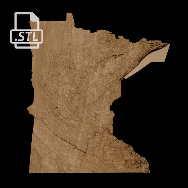 Minnesota State Topographic Map | 3D Model Stl for CNC Carving and 3D Printing