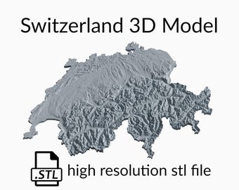 Switzerland Topographic Map 3D Model File | Stl File for CNC Milling and 3D Printing | 3D Map STL of Switzerland