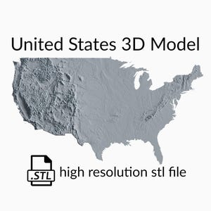 Vereinigte Staaten Topografische Karte 3D Modell Datei | Stl-Datei für CNC Fräsen und 3D Druck | 3D Landkarte STL der USA