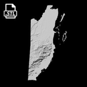 Fichier de modèle 3D de carte topographique du Belize | Fichier STL pour fraisage CNC et impression 3D | Carte 3D STL du Belize