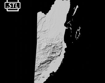 Belize Topographic Map 3D Model File | Stl File for CNC Milling and 3D Printing | 3D Map STL of Belize