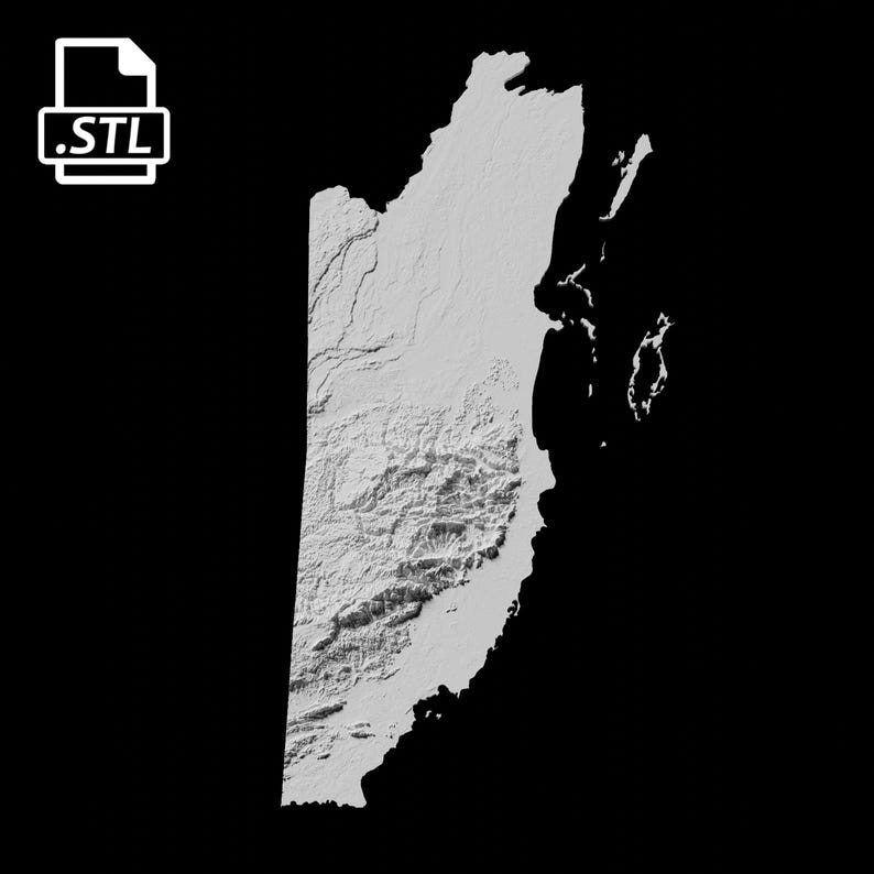 Belize Topographic Map 3D Model File | Stl File for CNC Milling and 3D ...