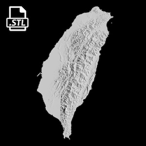 Fichier de modèle 3D de carte topographique de Taiwan | Fichier STL pour le fraisage CNC et l'impression 3D | Carte 3D STL de Taïwan