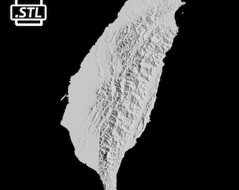 Archivo de modelo 3D del mapa topográfico de Taiwán | Archivo STL para fresado CNC e impresión 3D | Mapa 3D STL de Taiwán