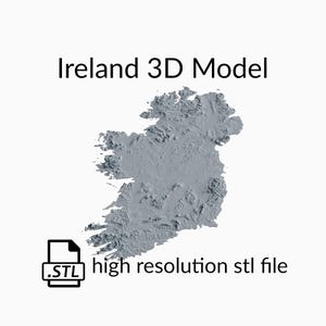 Fichier de modèle 3D de carte topographique d’Irlande | Fichier STL pour le fraisage CNC et l'impression 3D | Carte 3D STL de l'Irlande