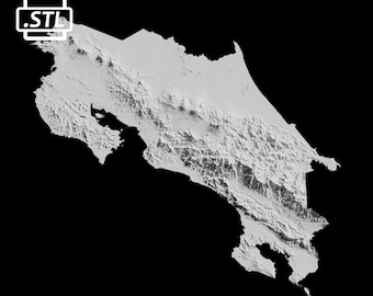Costa Rica Topographic Map 3D Model File | Stl File for CNC Milling and 3D Printing | 3D Map STL of Costa Rica
