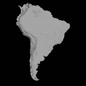 South America Topographical Relief Map | 3D Model Stl for CNC and 3D ...