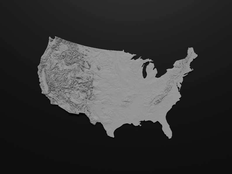 USA Topographic Map 3D Model Stl for CNC and 3D Printing Etsy UK