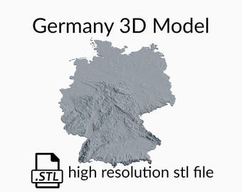 Deutschland Topografische Karte 3D Modell Datei | STL-Datei für CNC Fräsen und 3D Druck | 3D Landkarte STL von Deutschland