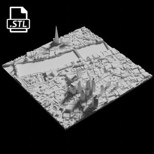 Arquivo de impressão 3D da cidade de Londres | Arquivo STL para impressão 3D | Mapa 3D de Londres, Reino Unido