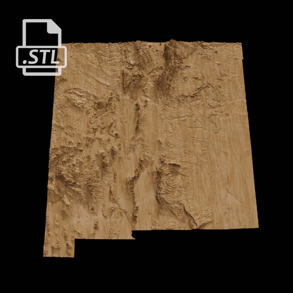 New Mexico State Topographic Map | 3D Model Stl for CNC Carving and 3D Printing