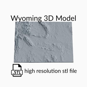 State of Wyoming Topographic Map 3D Model File | Stl File for CNC Milling and 3D Printing | 3D Map STL of Wyoming
