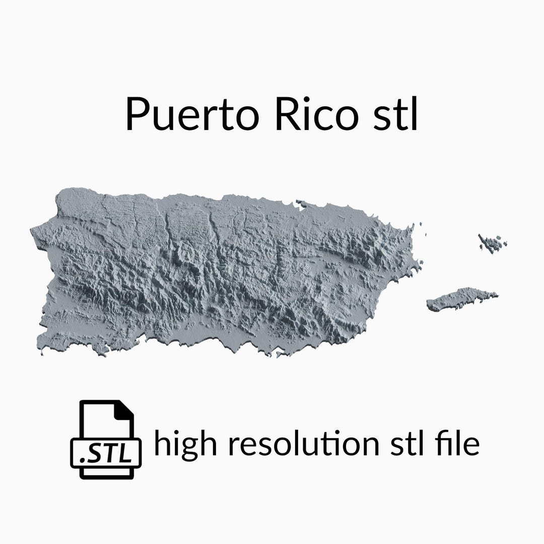 Puerto Rico Cnc Router File Puerto Rico Topographic Map 3D Model File | Stl File for CNC Milling ...