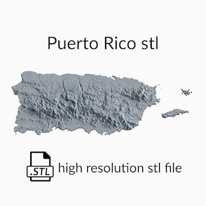 Arquivo de modelo 3D do mapa topográfico de Porto Rico | Arquivo STL para fresamento CNC e impressão 3D | Mapa 3D STL de Porto Rico