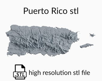 Puerto Rico Topographic Map 3D Model File | Stl File for CNC Milling and 3D Printing | 3D Map STL of Puerto Rico