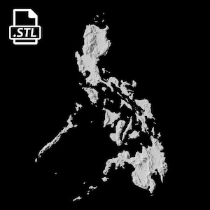 Arquivo de modelo 3D do mapa topográfico das Filipinas | Arquivo STL para fresamento CNC e impressão 3D | Mapa 3D STL das Filipinas