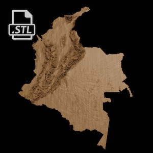 Carte topographique de la Colombie | Modèle 3D Stl pour CNC et impression 3D