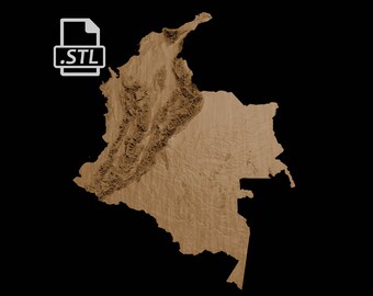 Mapa topográfico de colombia | Modelo 3D Stl para CNC e impresión 3D.