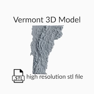 Staat Vermont topografische kaart 3D-modelbestand | STL-bestand voor CNC-frezen en 3D-printen | 3D-kaart STL van Vermont